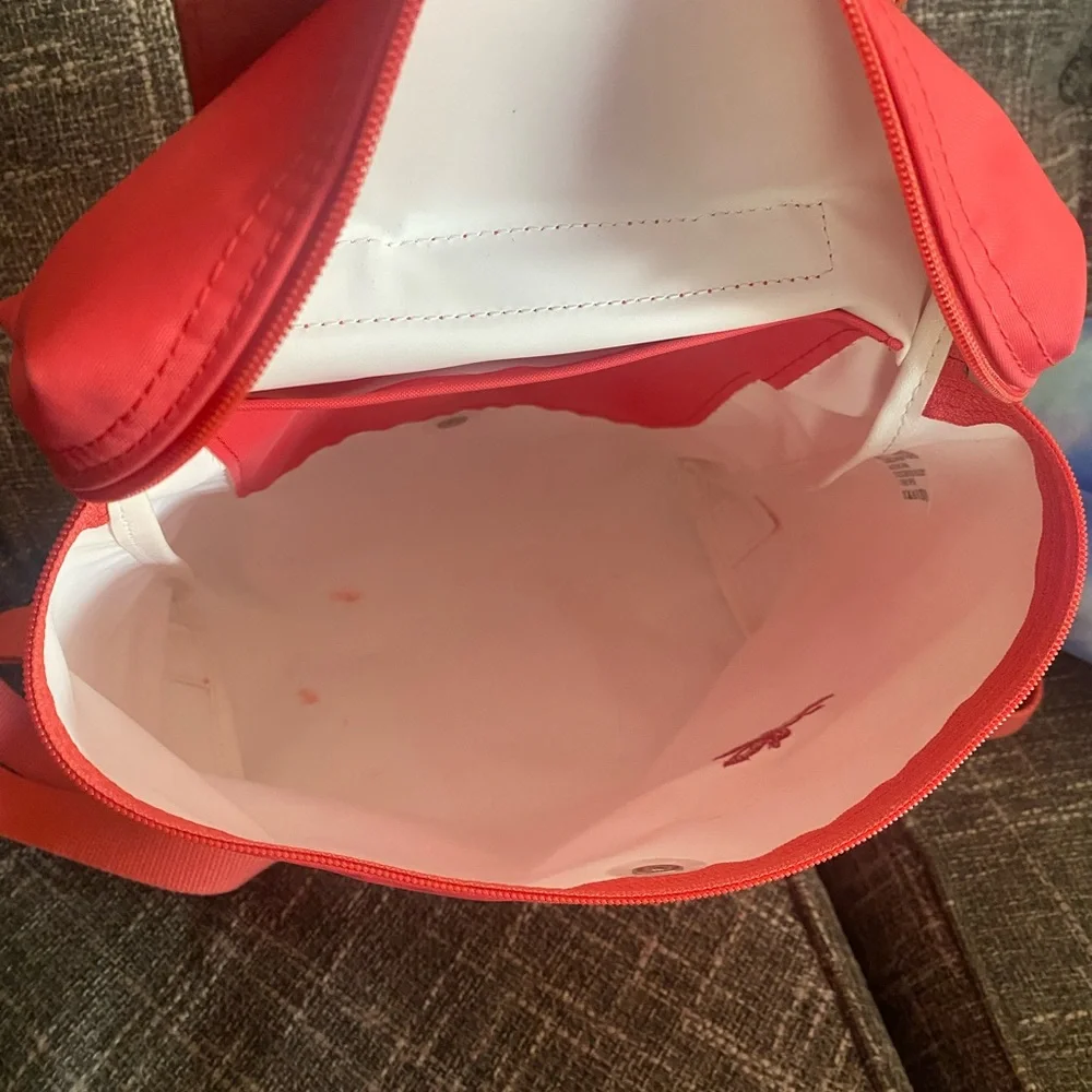 Longchamp Coral Pink Backpack Adjustable Straps - Picture 11 of 14
